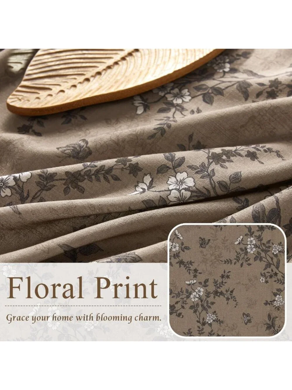 Elegant Brown Linen Pinch Pleat Curtains | Floral Fall Home Decor 96